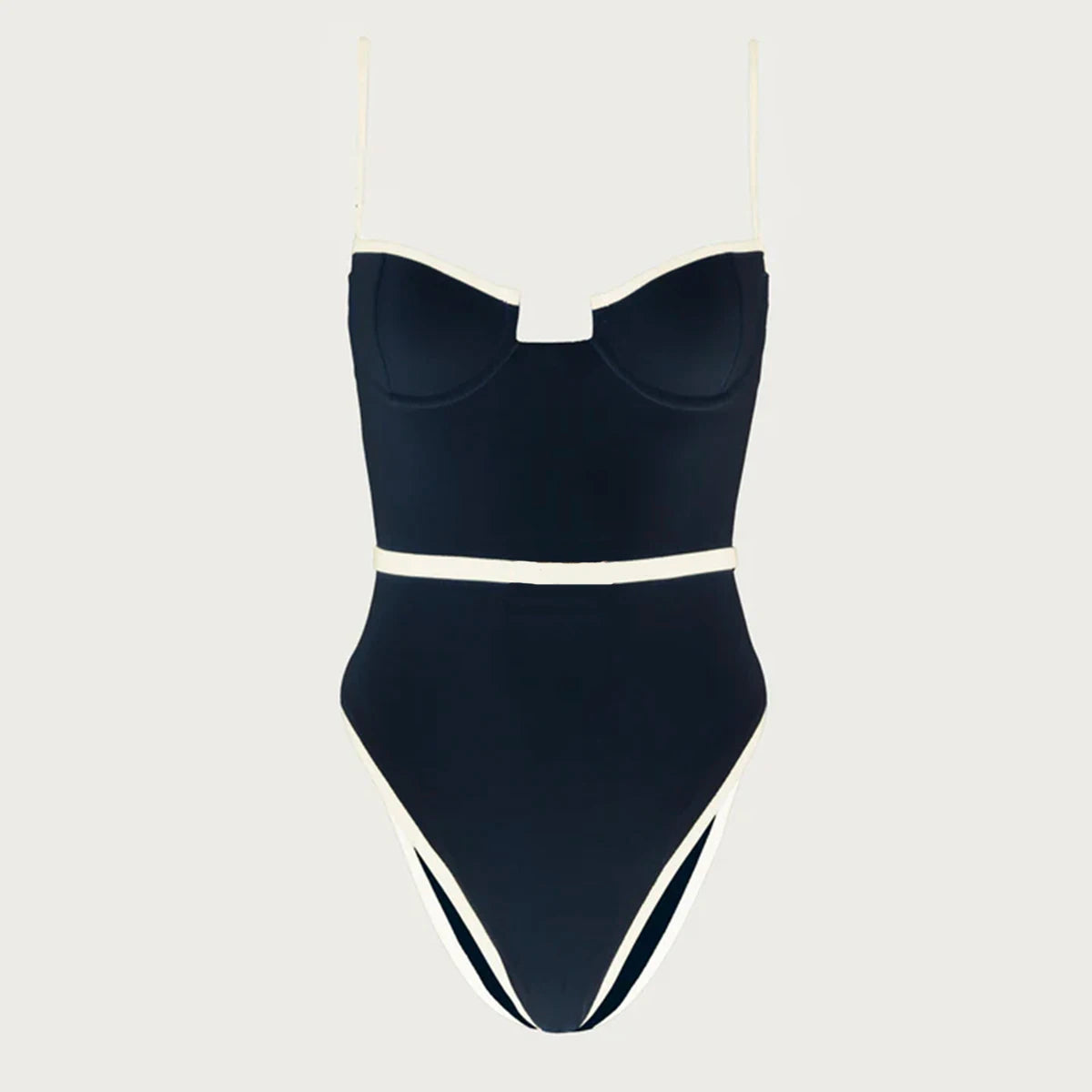 Sculpted Elegance Hatlı Tek Parça Mayo