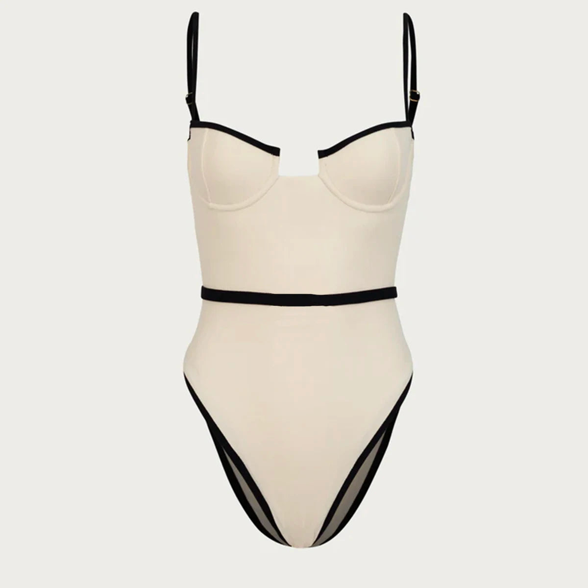Sculpted Elegance Hatlı Tek Parça Mayo