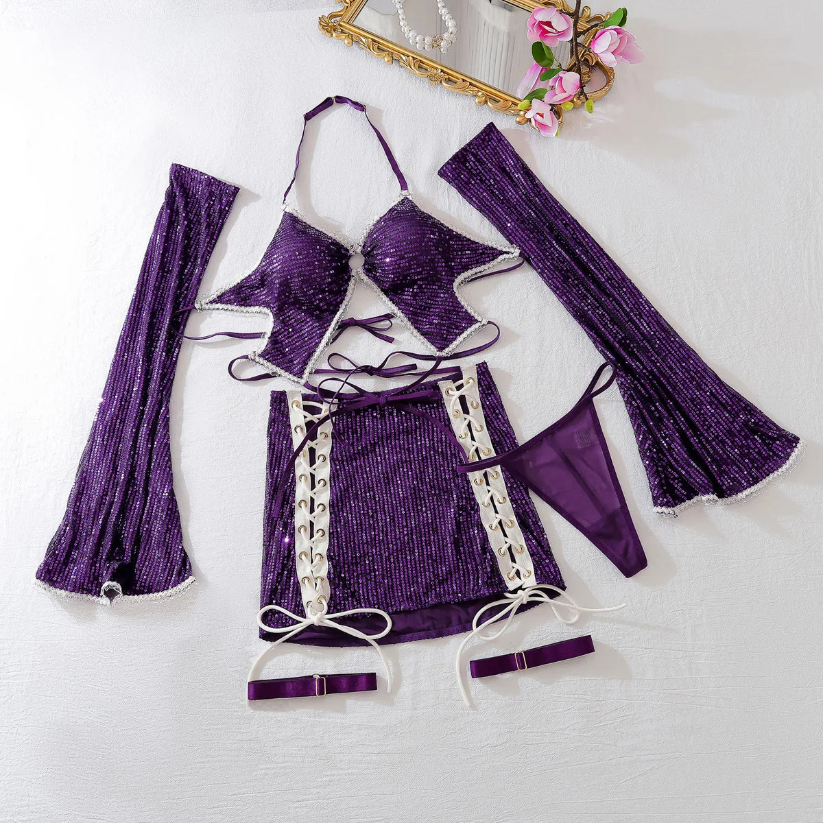 Cosmic Temptation 5 Parça Dantel Detaylı Mini Set