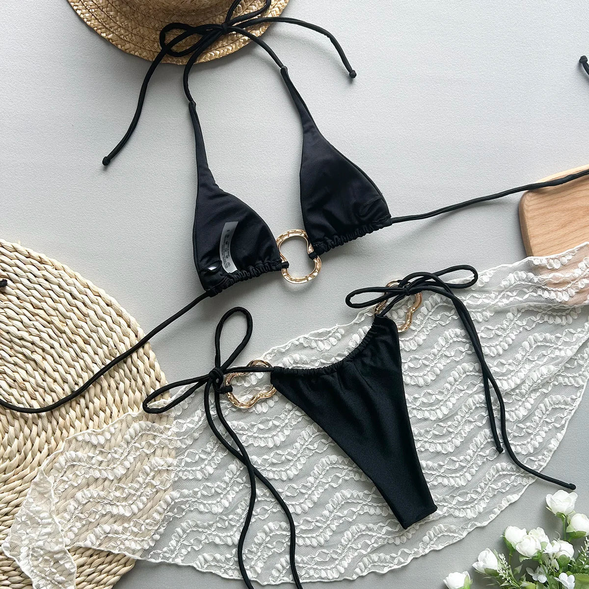 Golden Touch Halter Bikini Set