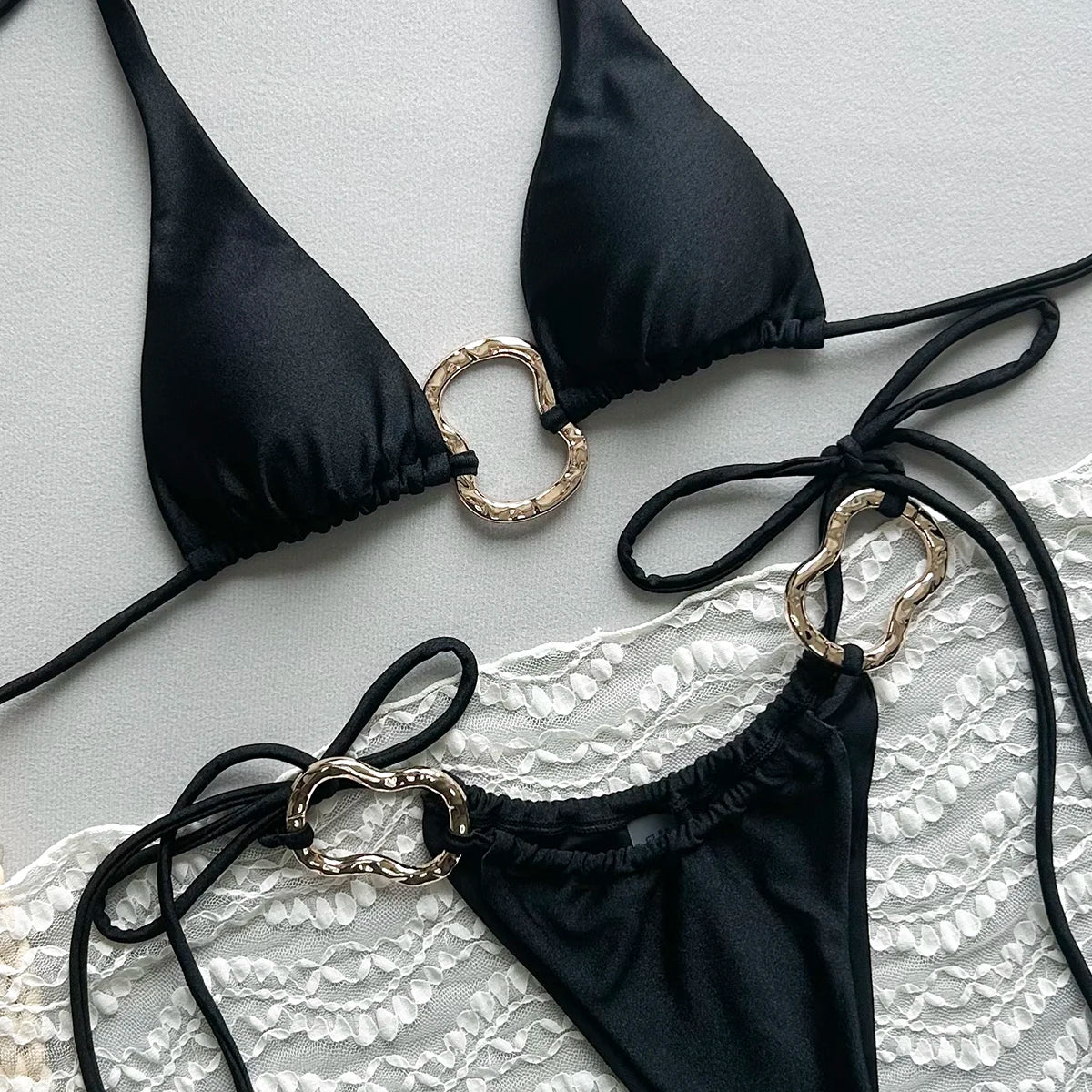 Golden Touch Halter Bikini Set